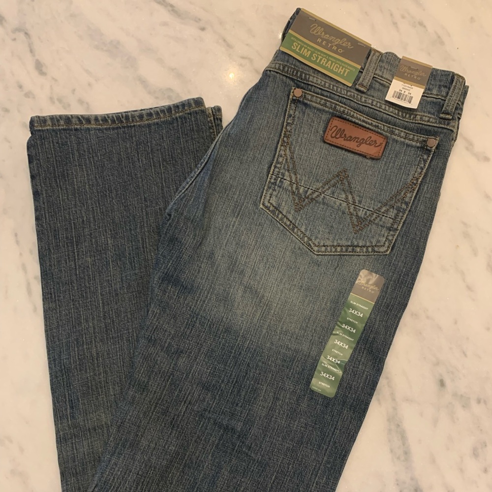 Men’s Jeans Wrangler Retro Slim Straight 34x34 NWT
